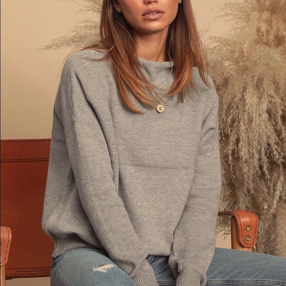 Lulu’s Grey Mock Neck Knit Sweater - Picture 7 of 7